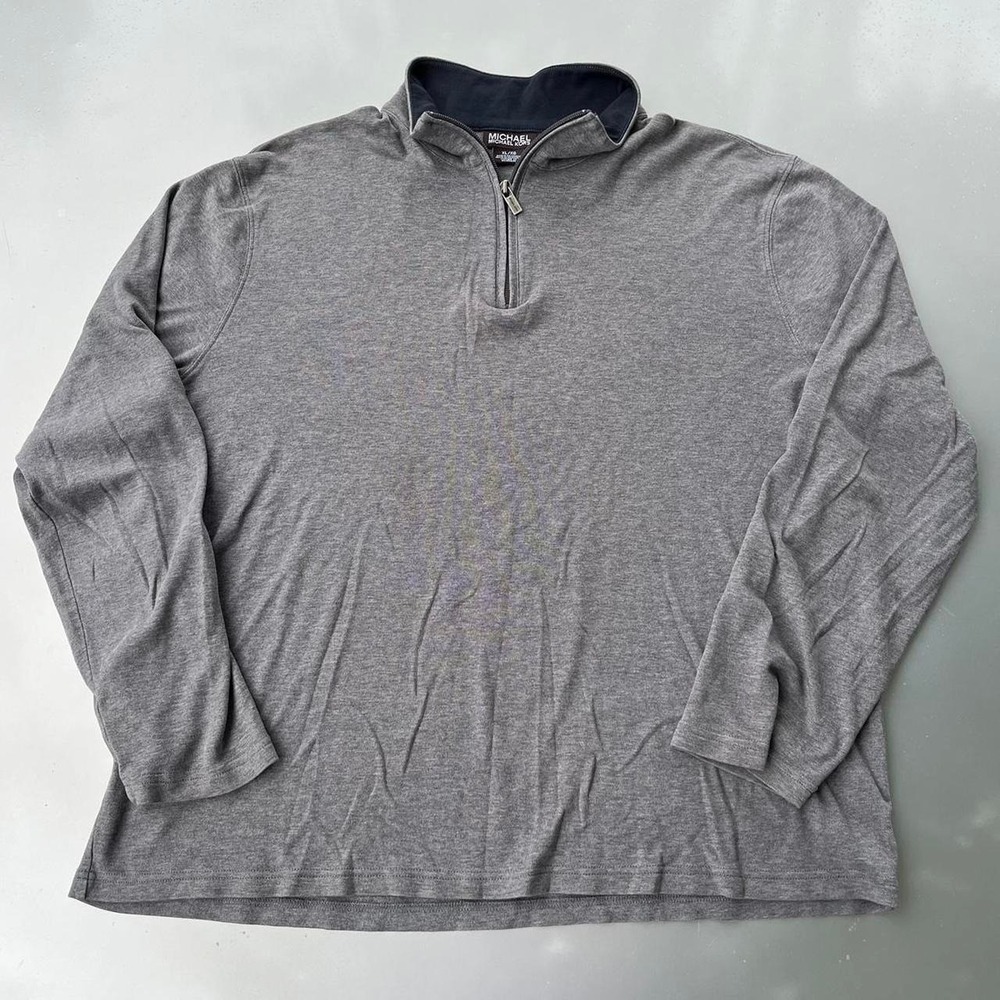 Michael Kors quarter zip jacket gray solid classic golf everyday henley longslee